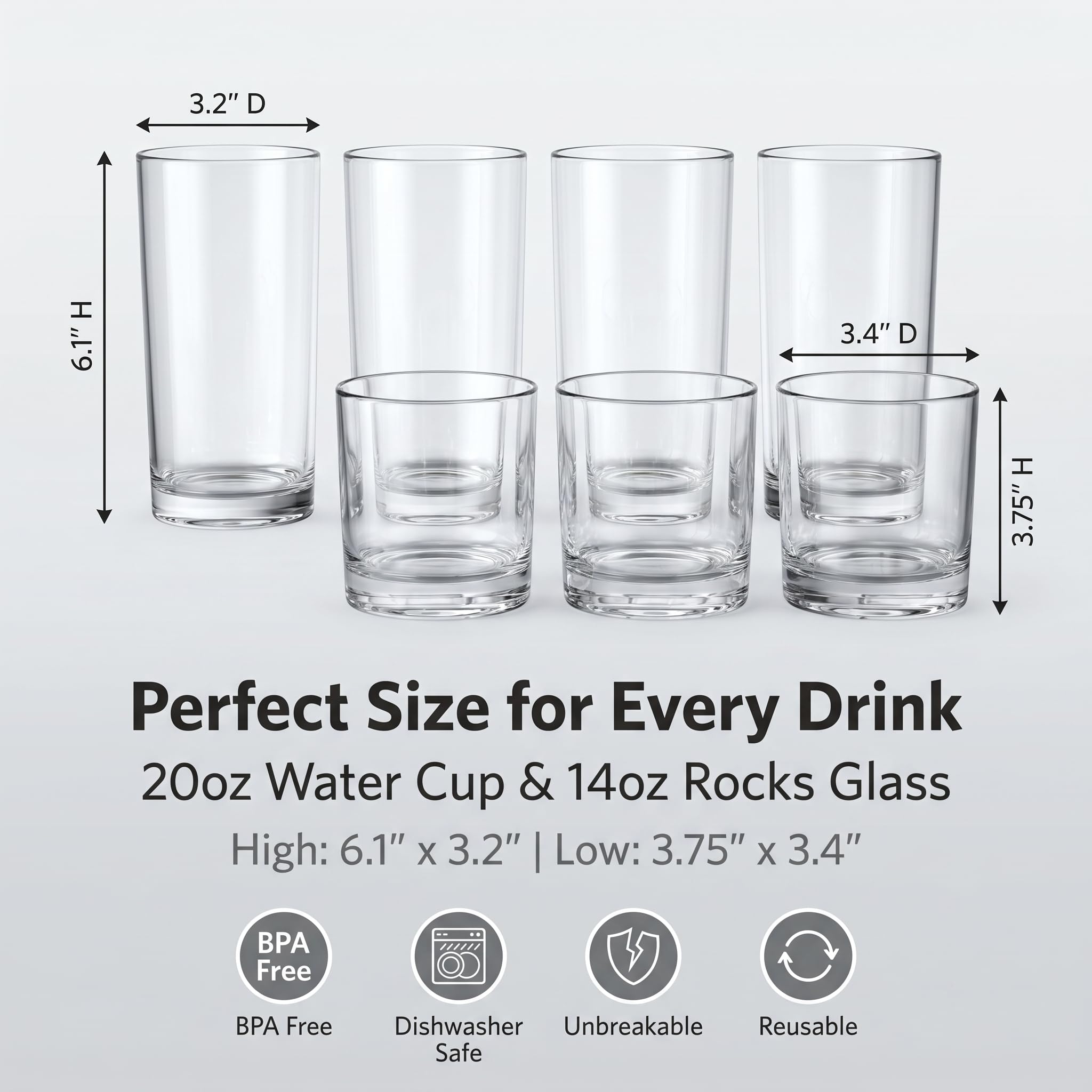 european wine glasses 6pk 12oz Clear Ribbed Plastic Wine Goblets