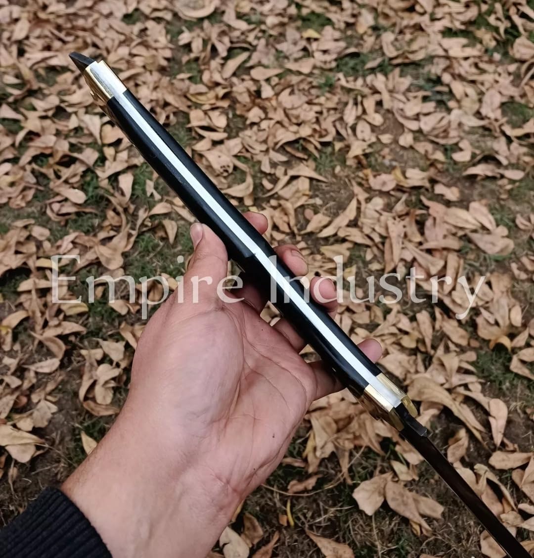 Custom Handmade Carbon Steel 22 Inch Long Full Tang Hunting Spear, Double Edge Sword, Micarta Grip, Best for Camping with Leather Sheath by Empire Industry