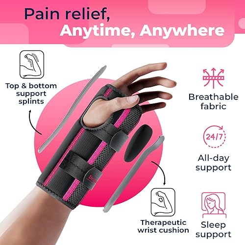 Miniatura 2 de DR. BRACE Muñequera ajustable para túnel carpiano, desarrollado por médicos, mejorado con doble férula y cojín terapéutico, soporte de mano para