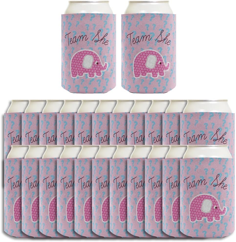 Girl Baby Shower Party Favors Team She Pink Elephant 24-Pack Can Drink Thermocoolers