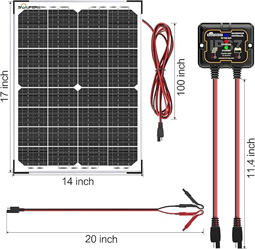 Miniatura 7 de SOLPERK Cargador de batería solar de 30 W + controlador de carga MPPT de 10 A + soporte de montaje ajustable para automóvil, RV, barco, motocicleta,