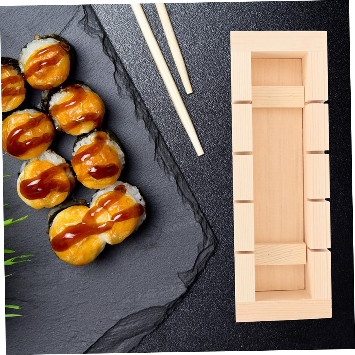 2pcs Wooden Sushi Press Mold Sushi Making Tool for Creative Homemade Easy to Use Mold for Beginners for