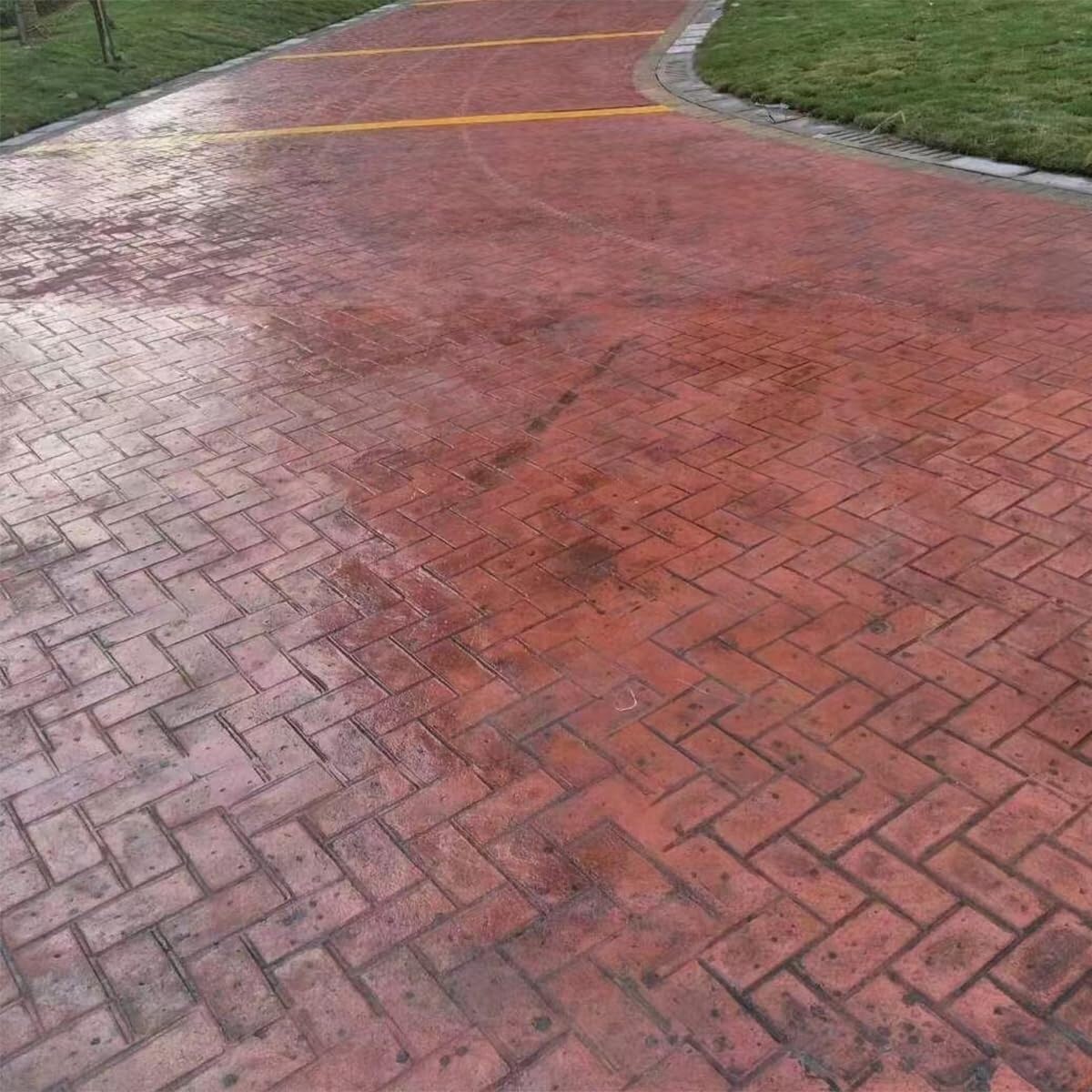 Concrete Floor Stamping Mold, Herringbone Brick Shaped Cement Textured Stone Slab Pad Concrete Mold
