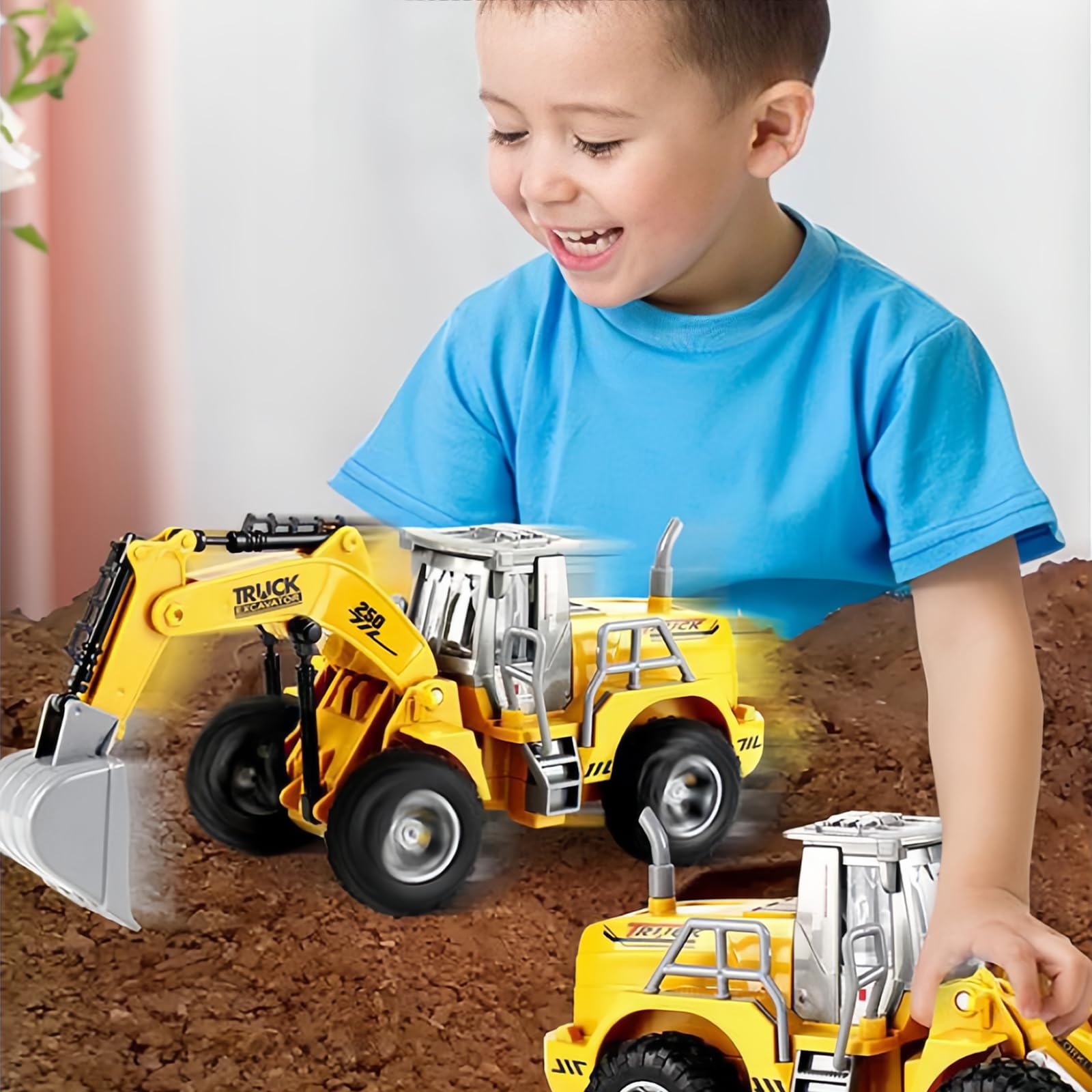 4 canaux 1:32 pelle télécommandée jouet, avec lumières clignotantes, télécommande sans fil, tracteur Digger jouets pour enfants, pour cadeaux pour enfants de 3 4 5 6 7 ans