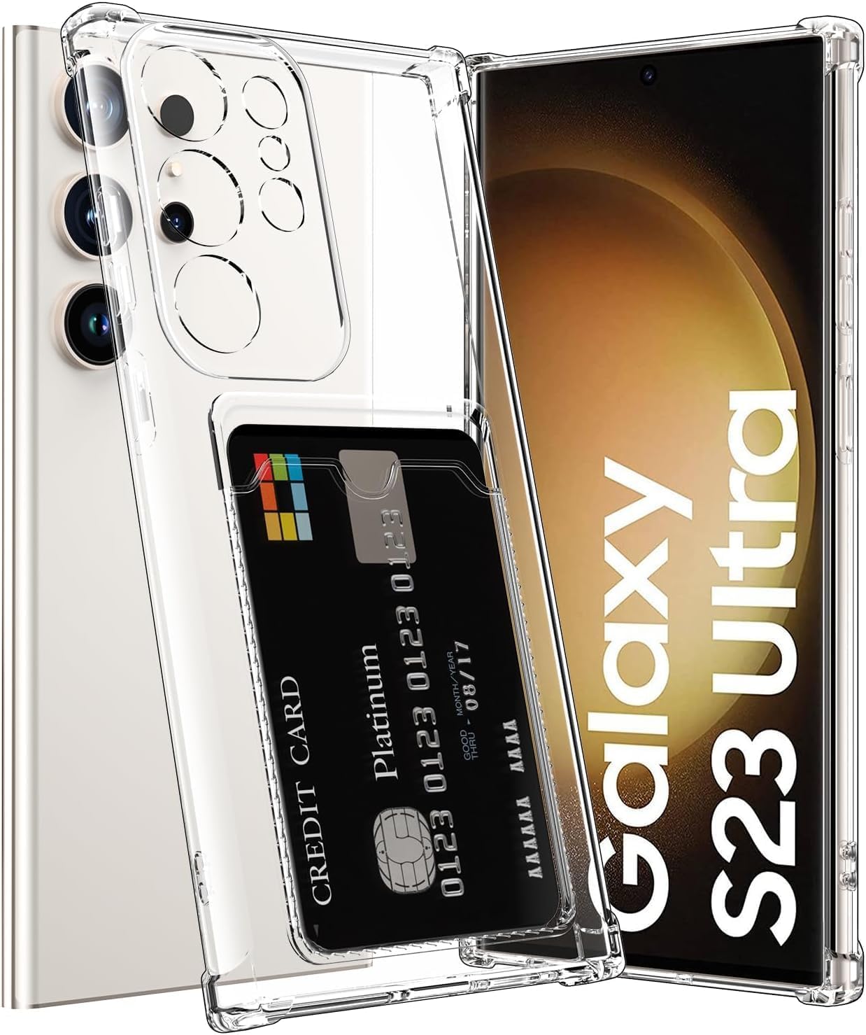 Amazon Basics Premium Shockproof Transparent TPU Back Case Cover with Built-in Slim Card Holder Wallet for Samsung Galaxy S23 Ultra 5G - Clear (B0D5WGYZ6Y) Amazon Price History, Amazon Price Tracker