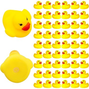 Pack of 60 Rubber Ducky Bath Toy Squeaky Duck Mini Yellow Duck Bath Toy for Shower Birthday Party Supplies