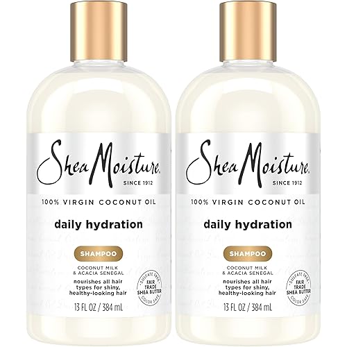 SheaMoisture Shampoo, 13 oz, All Hair Types | Daily Hydration | Virgin Coconut Oil | Sulfate-Free | Pack of 2