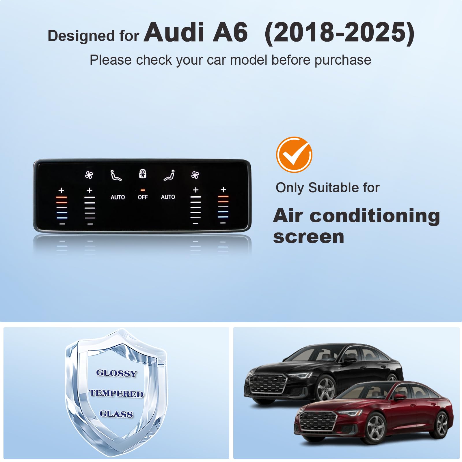 BIXUAN Pellicola Protettiva Per Display Auto - Compatibile Con Audi E-tron, A6, A7, Q8 (2019-2023) - Vetro Temperato 9H, Trasparente - 3