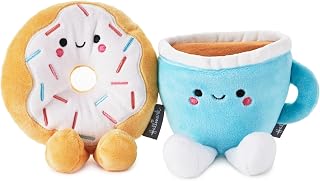 Hallmark Meglio Insieme, Caffè e Ciambella Peluche Coppia, Set di 2 | Tazza di Caffè e Ciambella, Poliestere Morbido, Magneti Integrati, Facile da Pulire, Perfetto per Compleanni, Anniversari, San Valentino