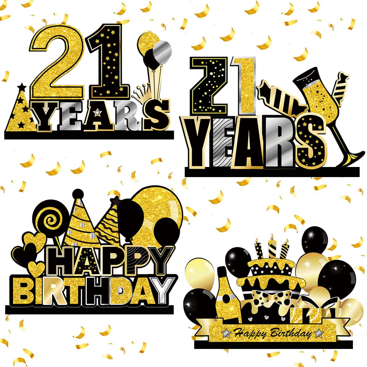 4pcs 60th Birthday Table Decorations Party Table Decorations Birthday Decoration Black Gold Cheer to 60 Years Wooden Table Party Supplies Birthday Anniversary Party Dinner Table Decor (21)