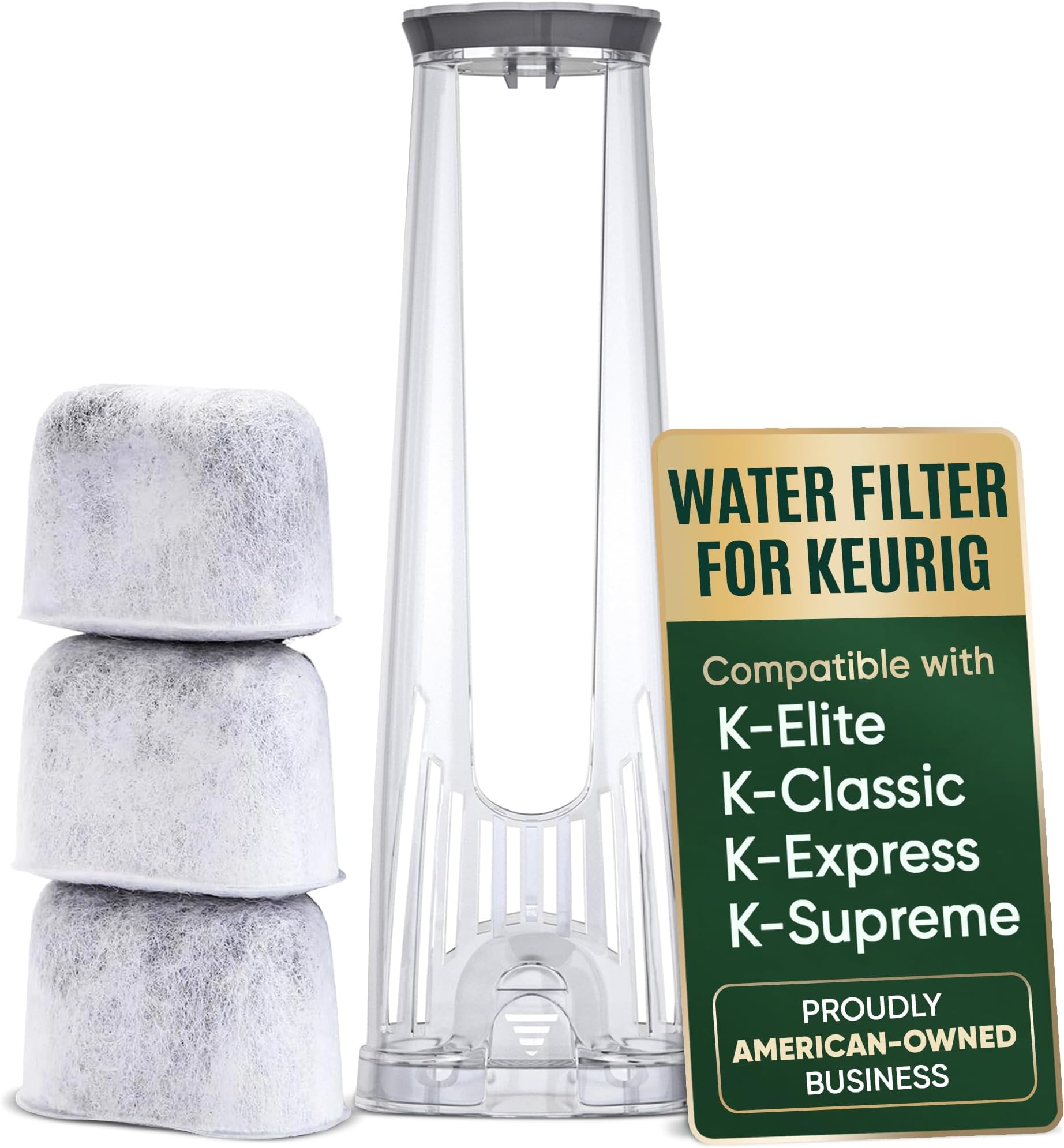 Keurig Filter Replacement Starter Kit - Water Filters for Keurig K-Classic, K-Supreme, K-Express, K-Elite, K-Select, K-Slim 2.0 Coffee Maker - Includes Tall Handle Filter Holder and 3-Pack Cartridges
