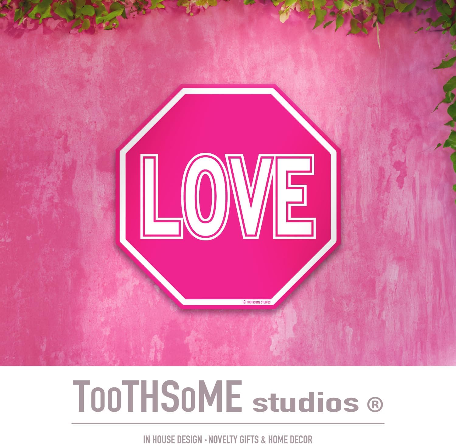 Toothsome Studios Love Metal Stop Sign 12" x 12" Valentines V Day Lovers Theme Cute Love Message Home Decor Wall Decoration image 3