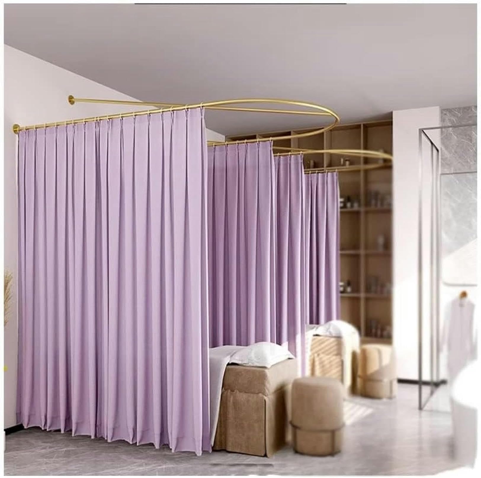 Rideau de séparation semi-transparent mural en U pour cabine esthétique