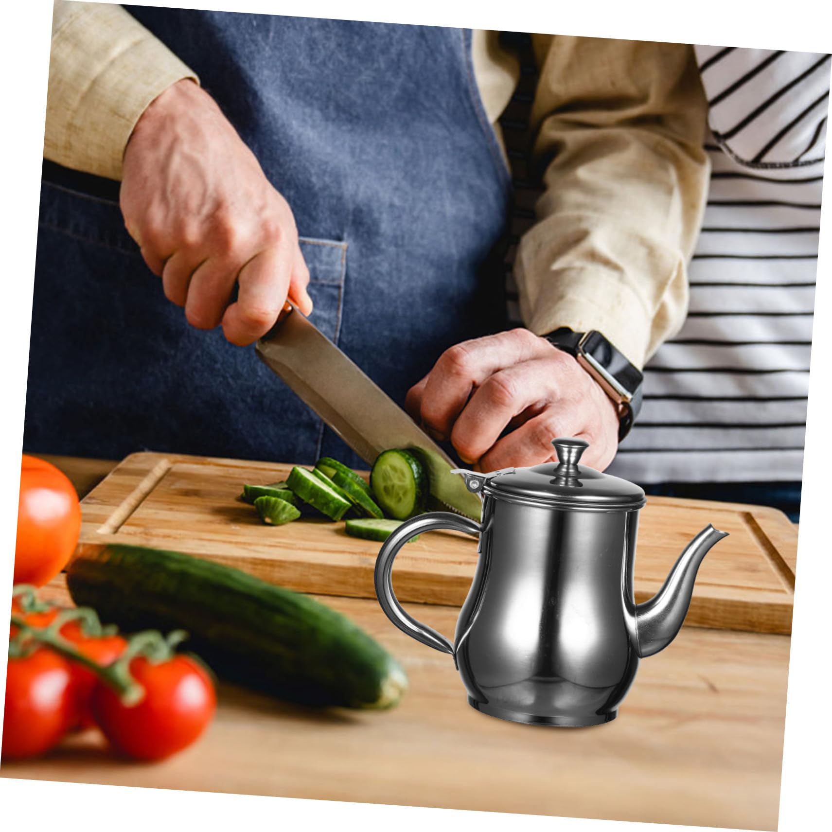 BESTonZON Stainless Steel Oil Container with Strainer Versatile Oil Pot for Kitchen Cooking Flask Capacity