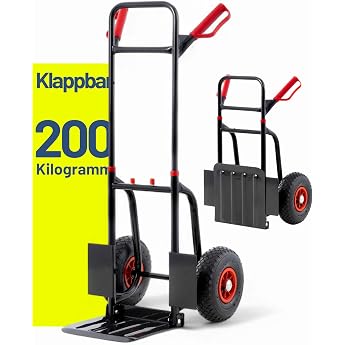 Pallit Folding Sack Truck, 200 kg, Steel Transport Trolley with Pneumatic | Foldable hand trolley as an ideal moving aid, rob