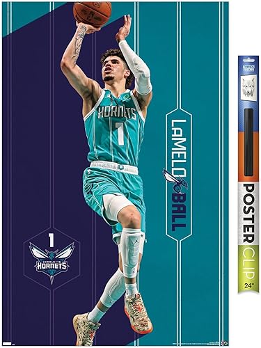 Miniatura 5 de Trends International NBA Charlotte Hornets - Póster de pared LaMelo Ball 23, 14.725 x 22.375 pulgadas, versión premium sin marco