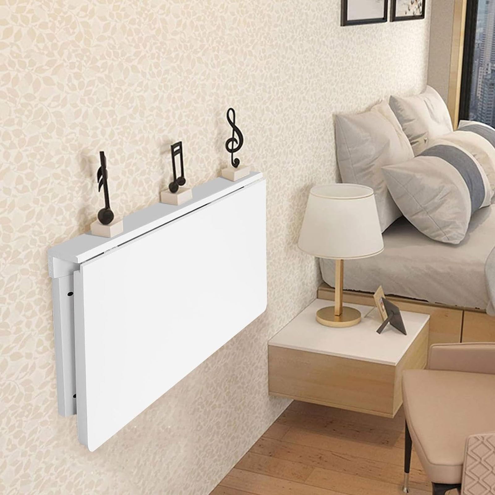 Table de bar pliable et bureau d'appoint mural escamotable blanc