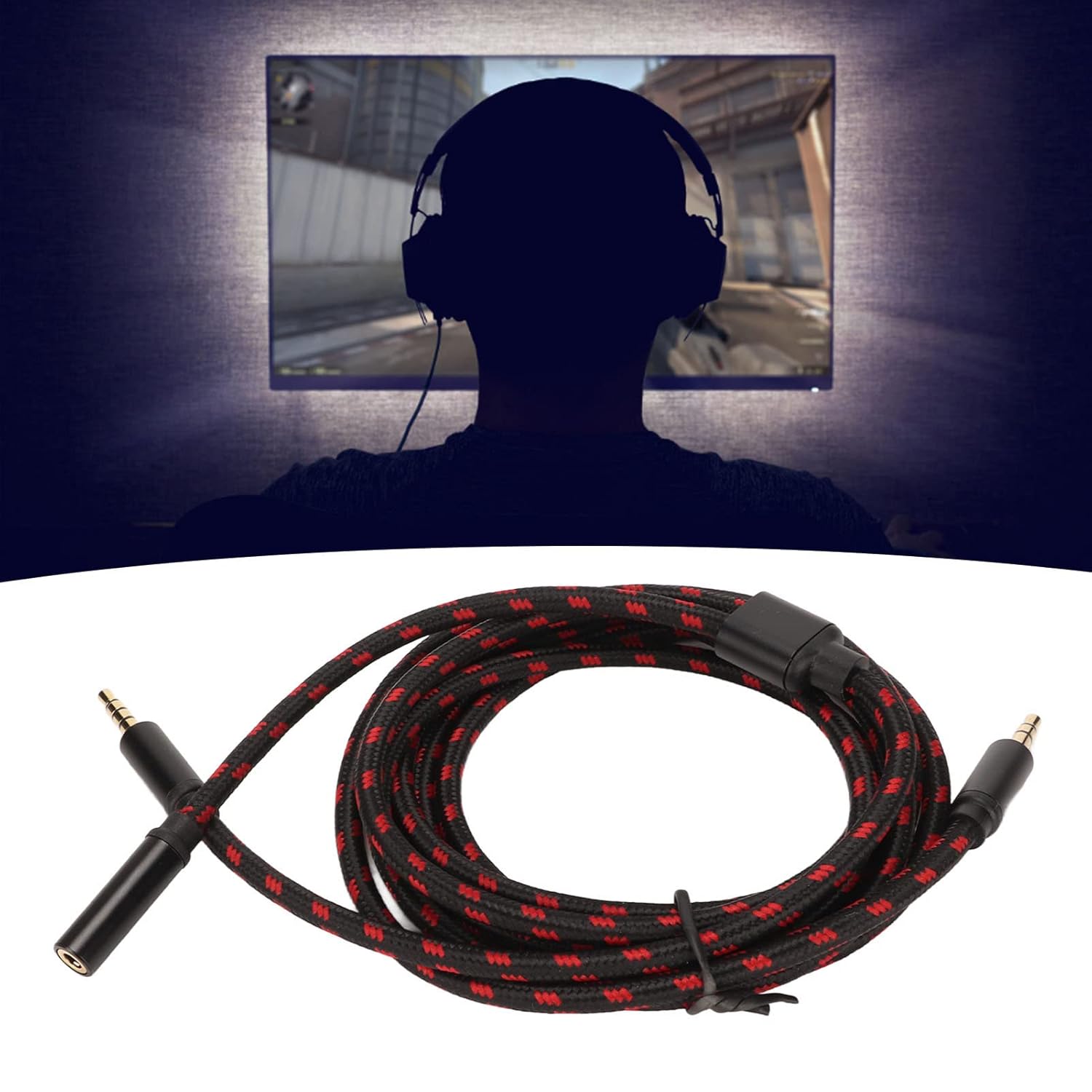 Chat Adapter Cable, Durable 6.9ft Long Braiding Wire Chat Link Cable Stretchable Plug and Play for 4K 60 PRO for Online Gaming for HD60 S+ for PC