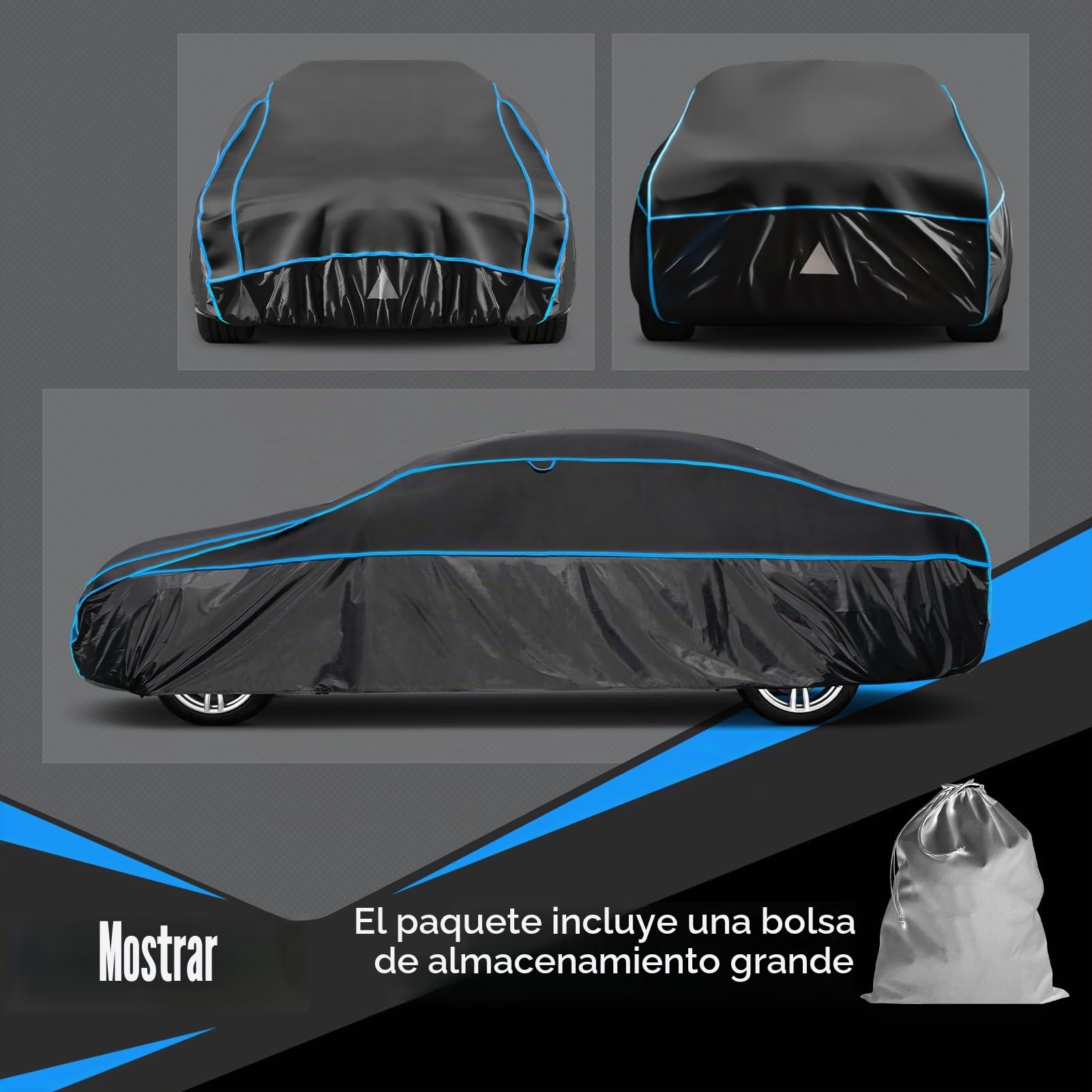 Funda Coche Antigranizo, Holthly Cubre Coches Exterior Impermeable Transpirable Anti-UV Antipolvo, Funda Repelente Cubierta para Coche con Tira Reflectante para Sedán (470 a 490 cm) 3XL