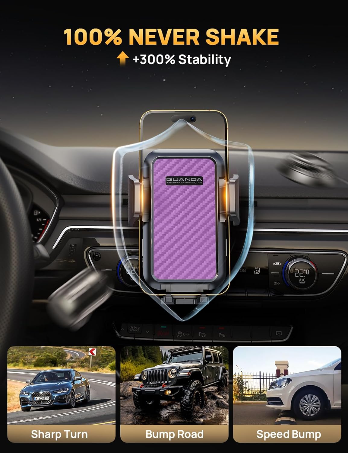 GUANDA TECHNOLOGIES CO., LTD. CD Phone Mount, Upgraded Car Phone Holder [Thick Cases Friendly], 360° Adjustable Universal Phone Mount for Car CD Slot Mount for iPhone & Android Cell Phones (Purple) - Image 7