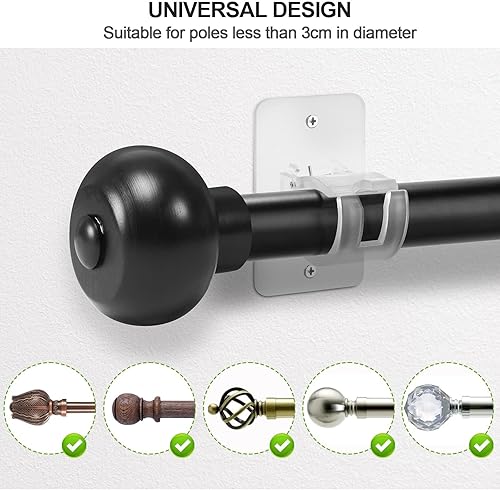 Miniatura 4 de Yeahxing Soportes adhesivos para barra de cortina sin taladrar - Soporte ajustable para barra de cortina de 20 libras sin clavos (4 piezas