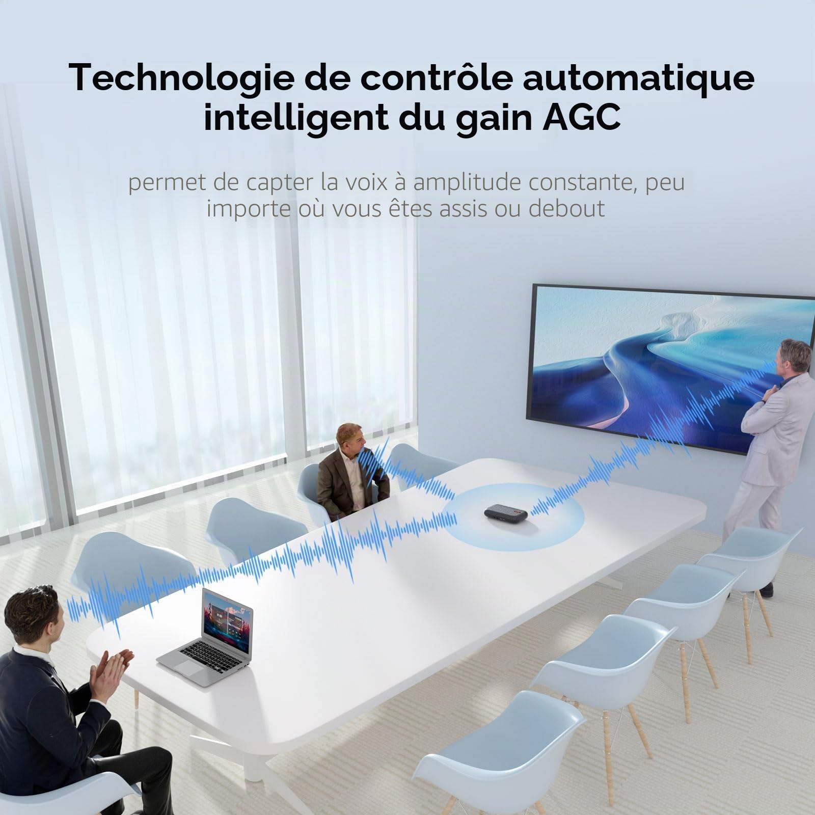Nuroum A15 Haut-Parleur pc et Microphone de Conférence Bluetooth, Enceinte Ordinateur de Bureau,Prise de Voix à 360°,Connexion Via Bluetooth/Dongle/USB-A/C pour Visioconférence/Teams Réunion/Zoom,Gris