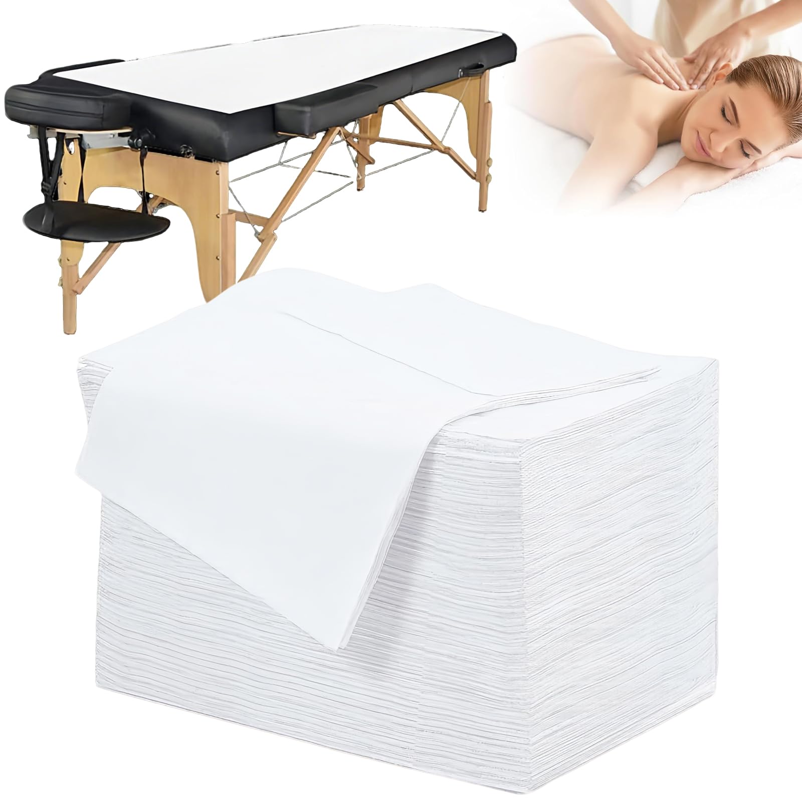 Lot de 100 Drap Jetable Table Massage 80x180cm Non Tissé Blanc pour SPA Salon Tatouage Hôpital