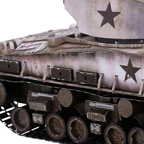 Miniatura 8 de MU Rompecabezas de metal 3D Sherman tanque mediano, 169 piezas de regalo de acero en miniatura para pasatiempos militares, kits de construcción