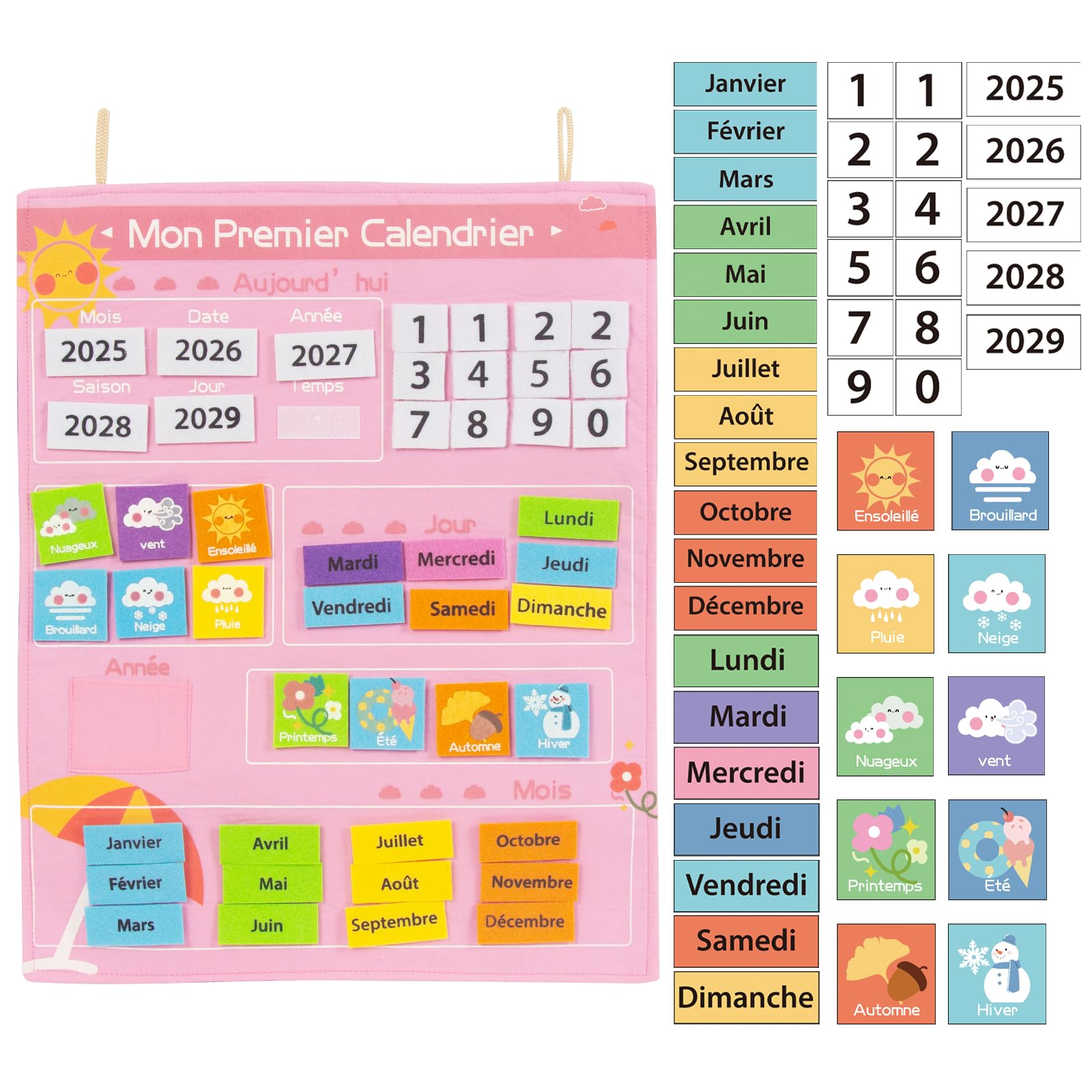 WoodenFun Fabric Felt Wall Calendar Kids Learning Schedule Board Toy