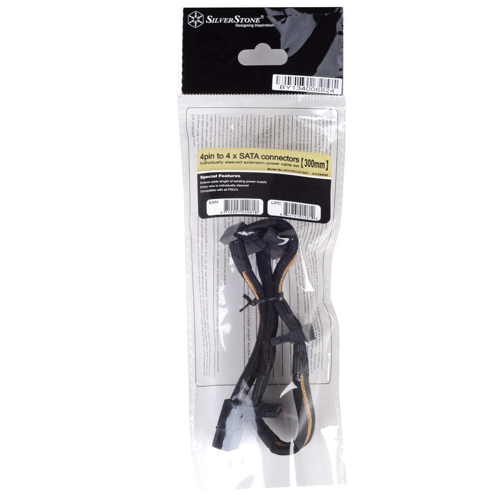 SilverStone Technology Cavo di alimentazione con 1 x 4 pin a 4 connettori SATA (PP07-BTSBG)