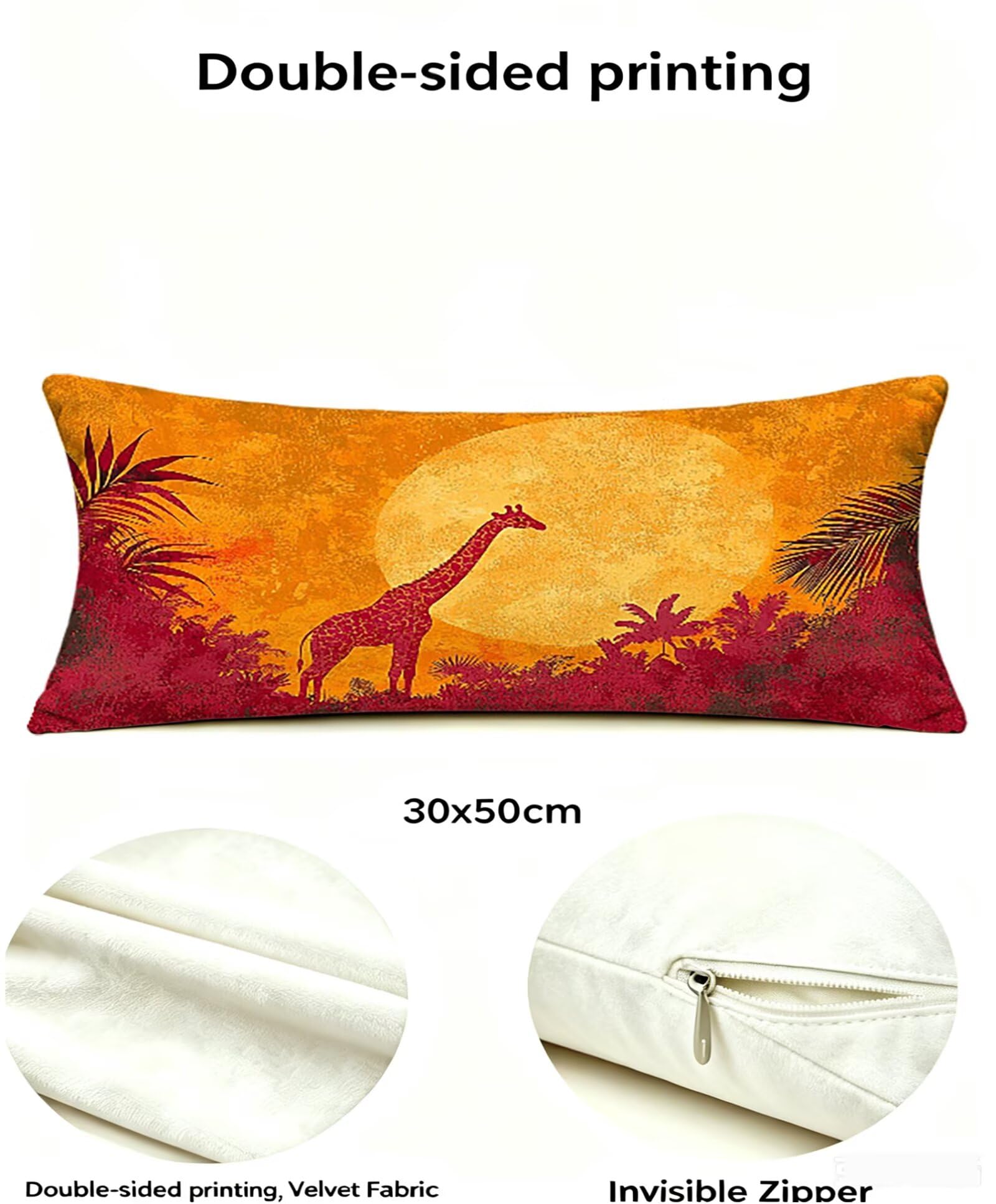Orange Kissenbezug 60x80 Sonnenaufgang Kopfkissenbezug 2er Set,Wohnaccessoires & Deko,Weich und Atmungsaktiv Samt Stoff mit Verstecktem Reißverschluss für Bett Sofa Kissen Dekokissen-85859