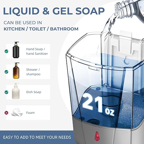 Miniatura 2 de Dispensador automático de jabón de montaje en pared, dispensador de desinfectante de manos de gel líquido de 21 onzas, dispensador comercial de
