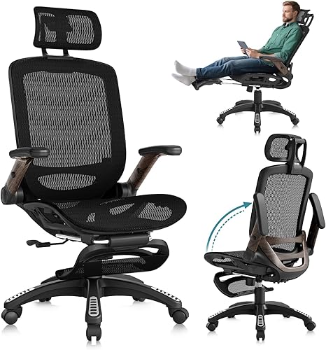 Miniatura 10 de GABRYLLY Silla de escritorio de oficina, silla de malla ergonómica Silla de trabajo con respaldo medio - Gris