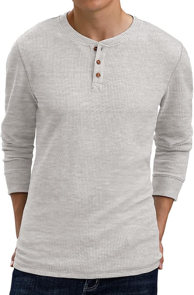 Sailwind Men's Long Sleeve Waffle Henley Casual Henley T-Shirts