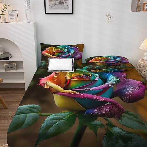 Miniatura 2 de NOGAWA Juego de sábanas de flores tamaño matrimonial, sábanas con estampado de flores rosas, sábanas y fundas de almohada de 4 piezas, sábana bajera