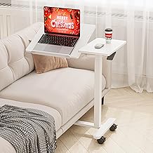 Dripex Beistelltisch höhenverstellbar und neigungsverstellbar mit Rollen, Pflegetisch für Bett, Computertisch, Kleiner Überbetttisch auf Rollen, Sofatisch Nachttisch für Wohnzimmer, Schlafzimmer