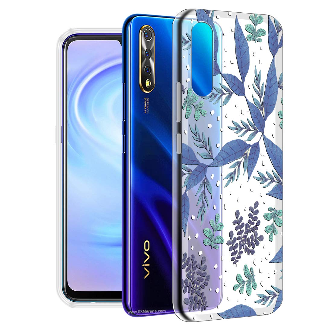 Fashionury Blue Leaves Back Cover Transparent Printed Rubber Back Cover for vivo s1 / vivo z1x (B07WN2L1L4) Amazon Price History, Amazon Price Tracker