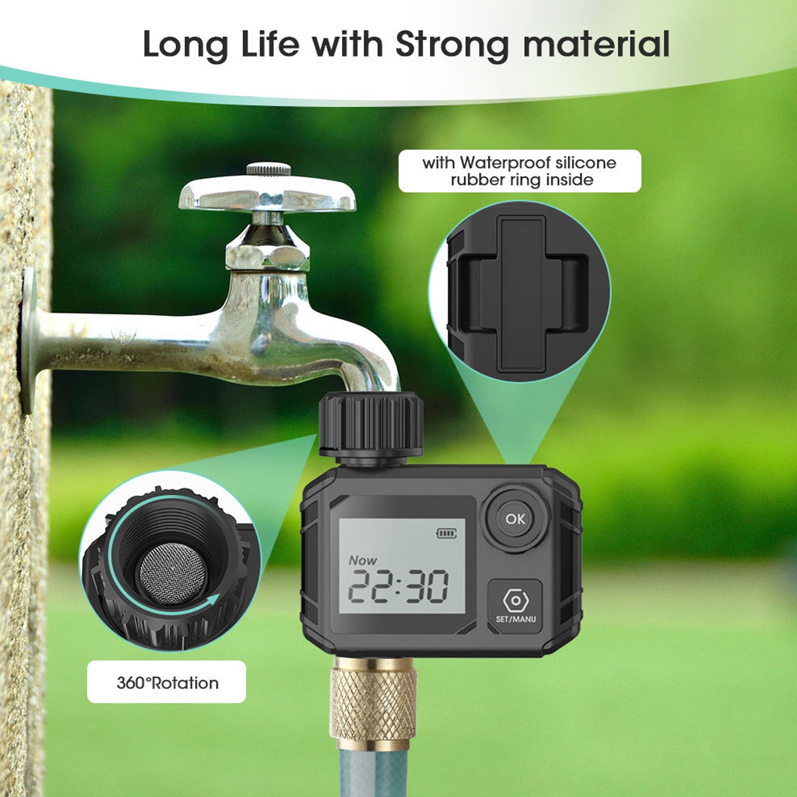 Programmatore D'irrigazione, Doppio Pulsante Impermeabile IP55,