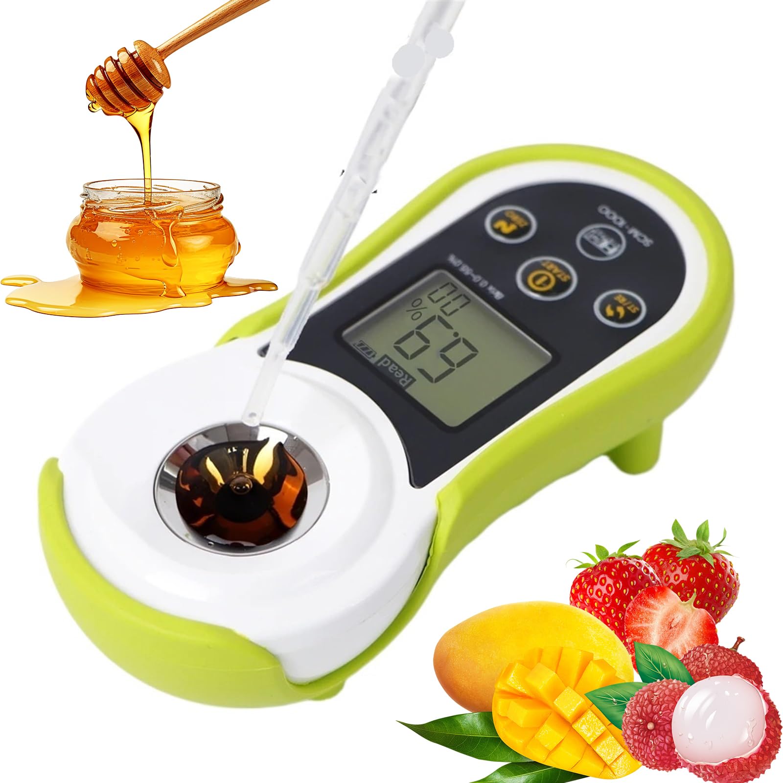 Refrattometro Brix Digitale 0-55% | Misuratore di contenuti di Zucchero ad Alta precisione per Succo, Vino, Birra, Bevanda | Compensazione della Temperatura Automatica ATC | ± 0,2% di precisione