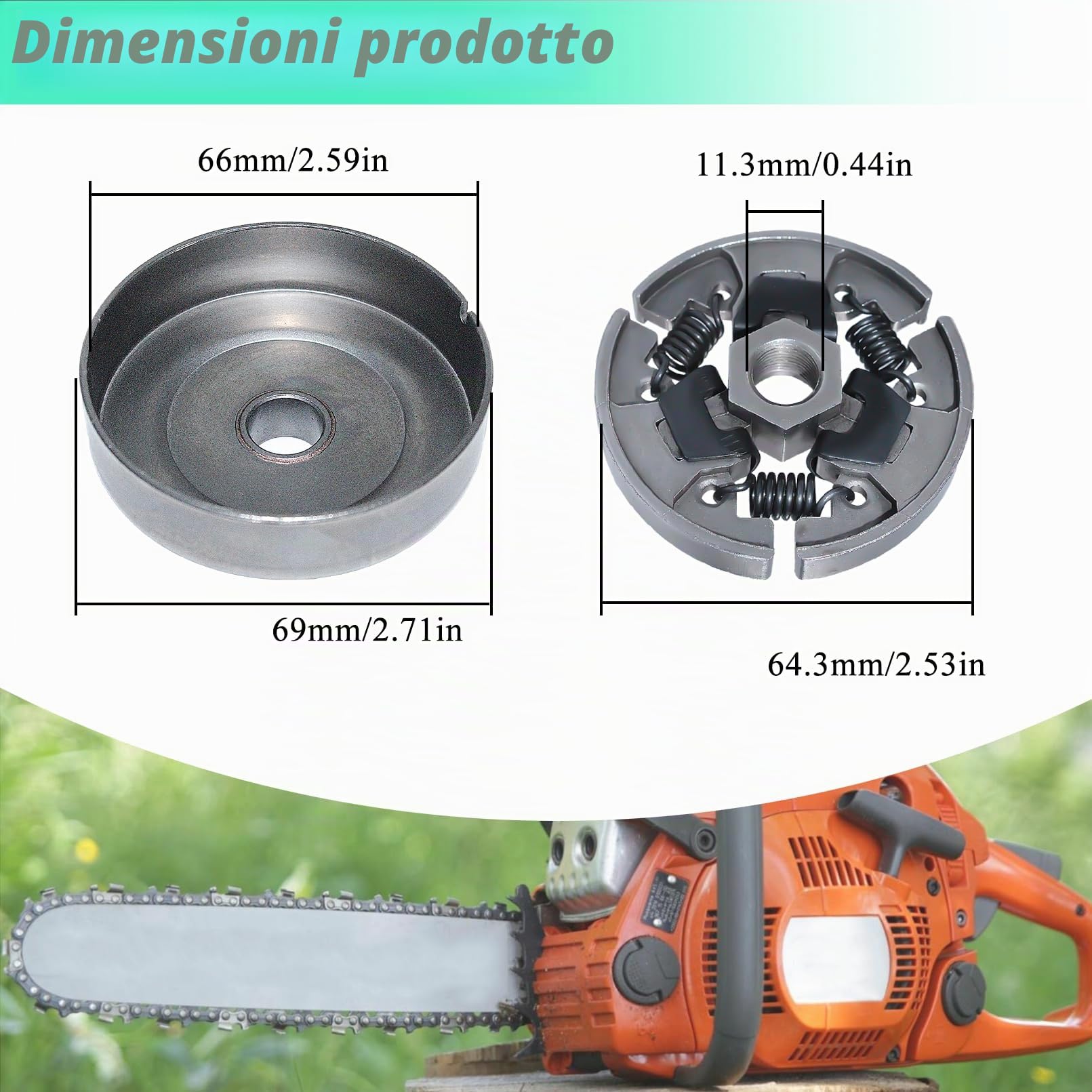 Kit 3/8" Ruota Dentata Frizione per Stihl 017 018 MS170 MS180 021 023 025 MS210 MS230 MS250, ADEFOL Pignone + Tamburo Frizione + Cuscinetto + Vite Senza Fine + Rondella + E-Clip + Candela