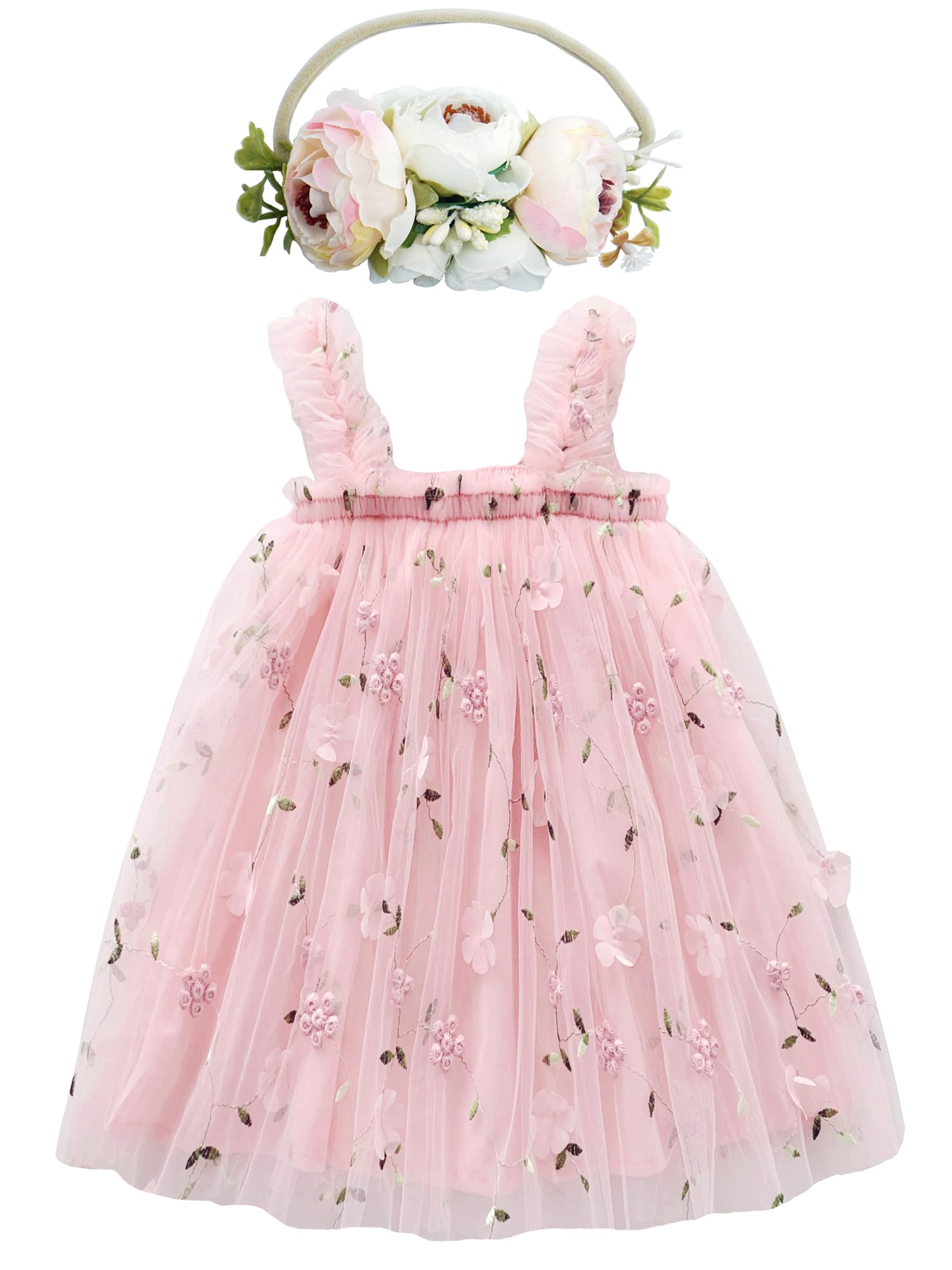 BGFKS Layered Tulle Tutu Dress for Toddler Girls,Baby Girl Rainbow Tutu Princess Skirt Set with Flower Headband.