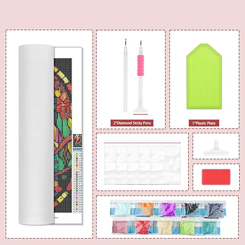 Miniatura 4 de Lxmsja 5D Redbird - Kit de pintura de diamantes de vidrio manchado para adultos principiantes, kit de arte de diamantes de imitación, kit de arte de