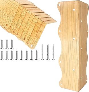 8-Pack Wood Grain Raised Garden Bed Corner Brackets, 11"x3"x3" Metal Corner Supports with Screws, Heavy-Duty Wave Edge Connectors for DIY Wooden Planter Boxes