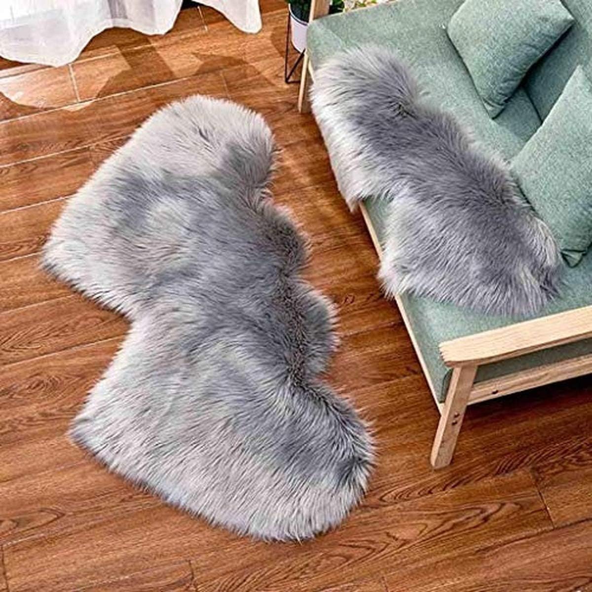 Easygou Fluffy Rugs Heart Rug,Double Heart Faux Sheepskin Rug Soft Long Plush Fluffy Shaggy Carpet Area Mats Rugs Girls Bedroom Sofa Home Decorative Floor Carpet (Purple,60120cm /24'' x 47'')