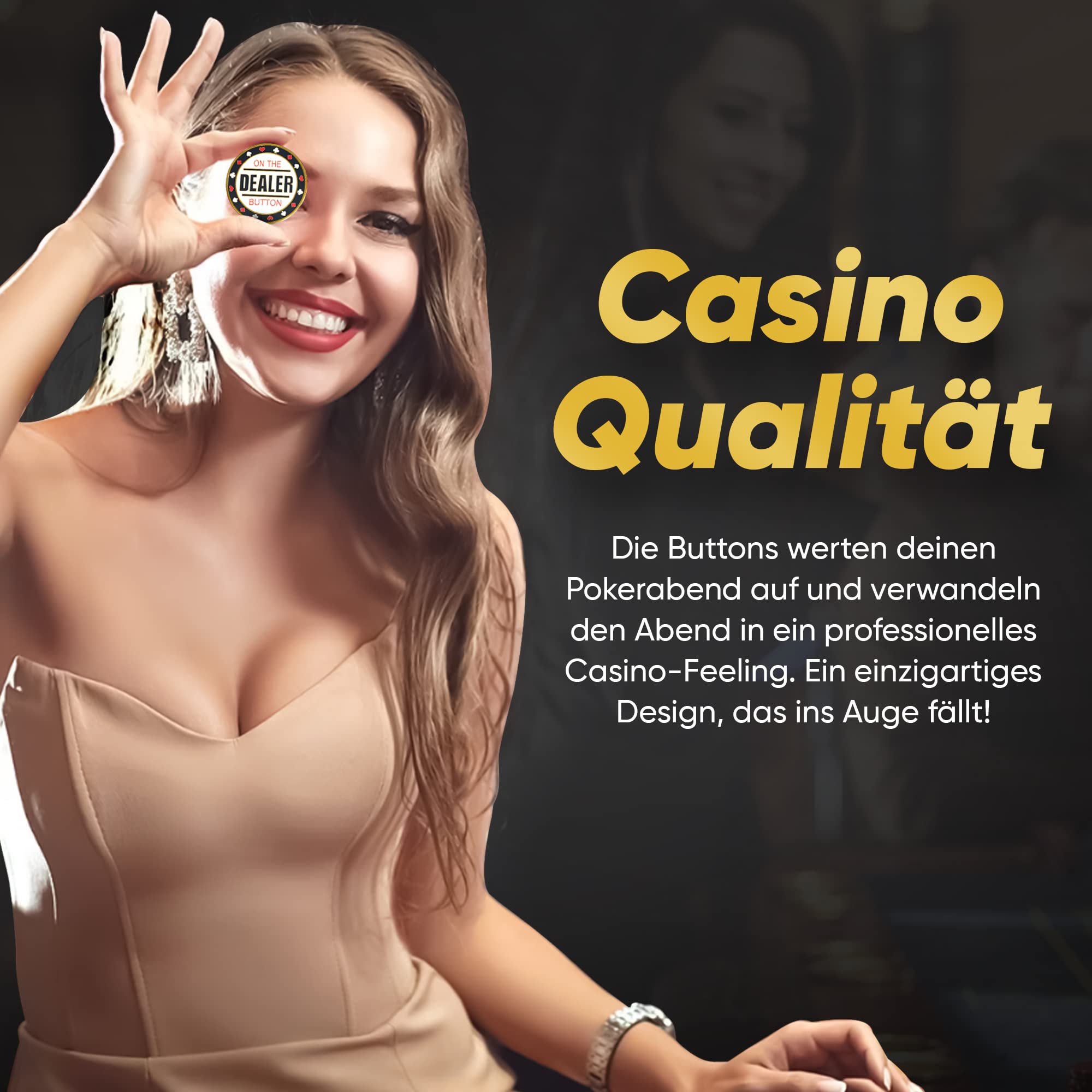 Wortek Edles Poker Button Set - Zestaw metalowych guzików Dealera wraz z pokrowcem ochronnym - Big Blind and Small Blind Button - Pomysł na prezent na kalendarz adwentowy 2024 - Akcesoria do pokera