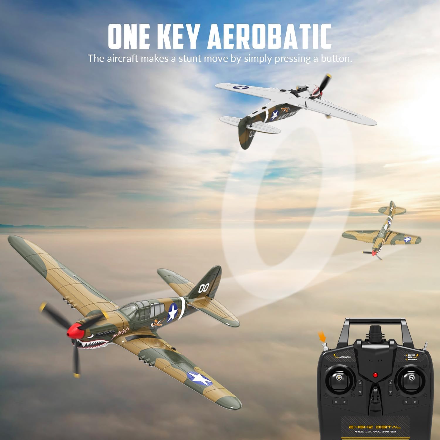 volantexrc Avión RC de 4 Canales Spitfire RC Fighter Toy, 2,4 GHz, estabilizador giroscópico de 6 Ejes, Planeador RTF con 2 baterías, Adecuado para Adultos, niños, Principiantes para Volar — view 6