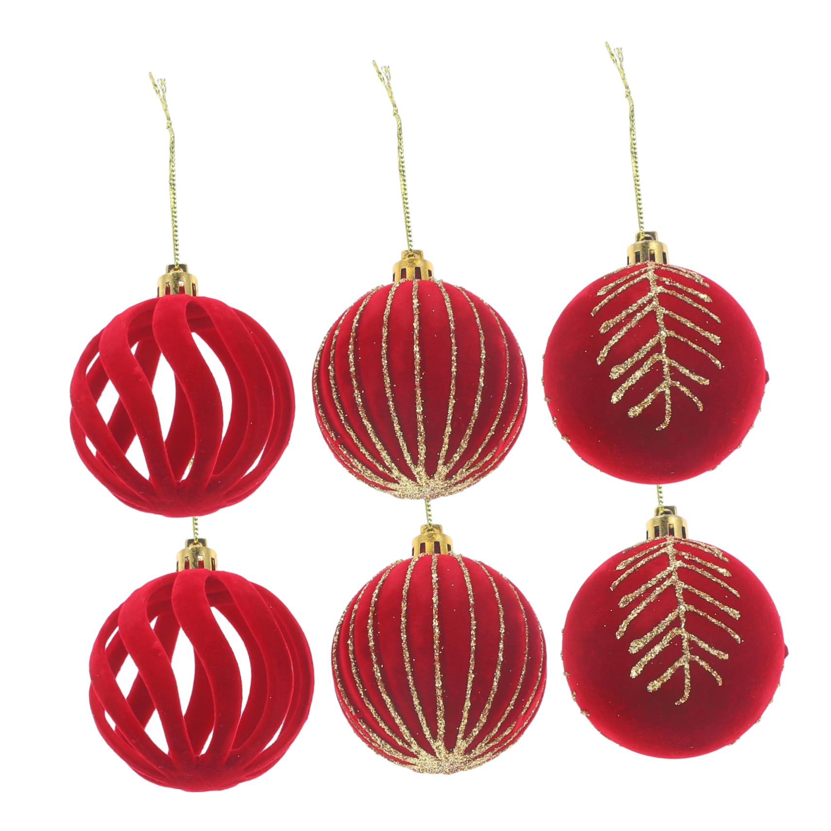 30 STK Christbaumschmuck Kugeln Beflockte Christbaumkugel Weihnachtsbaum-anhänger Schneeflockenkugeln Weihnachtsfeier Anhänger Urlaub Baumkugel Plastik Rot