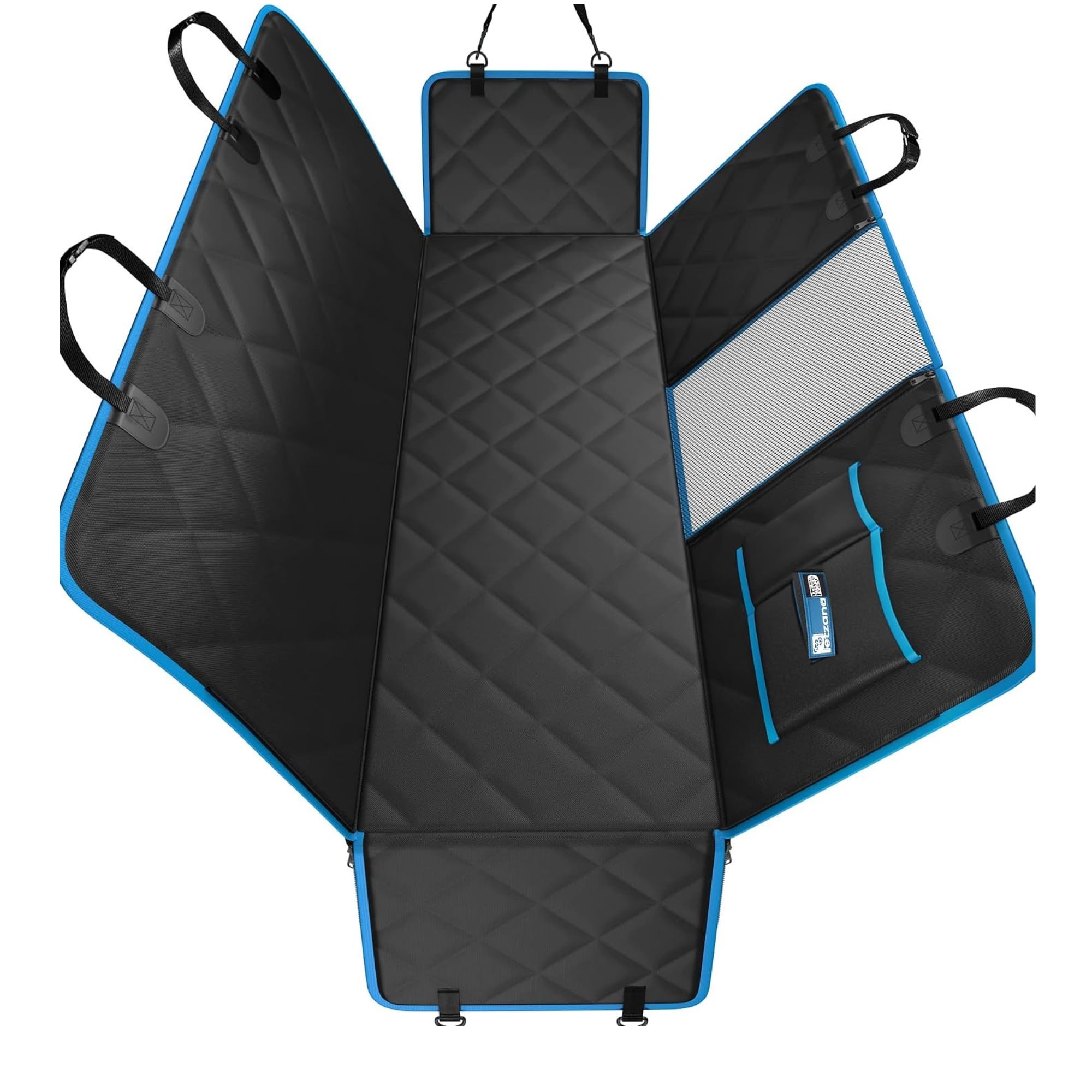 Dog Car Seat Cover, Waterproof Hammock for Back Seat, Nonslip Black/Blue