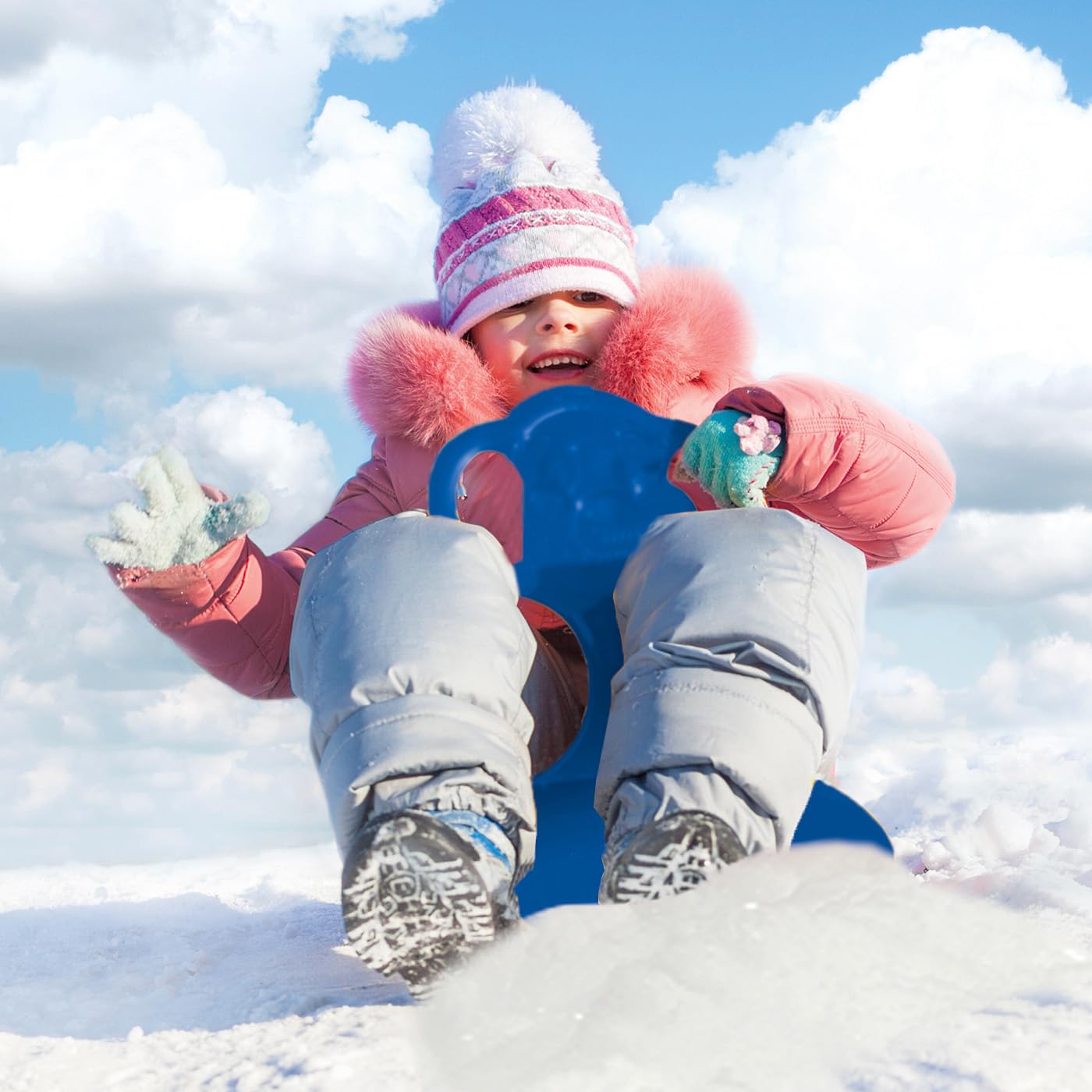 Jamara 460373 460373-Snow Play Snow Glider Easy Grip, Bear Shape on Handle, Lightweight, Durable, Blue