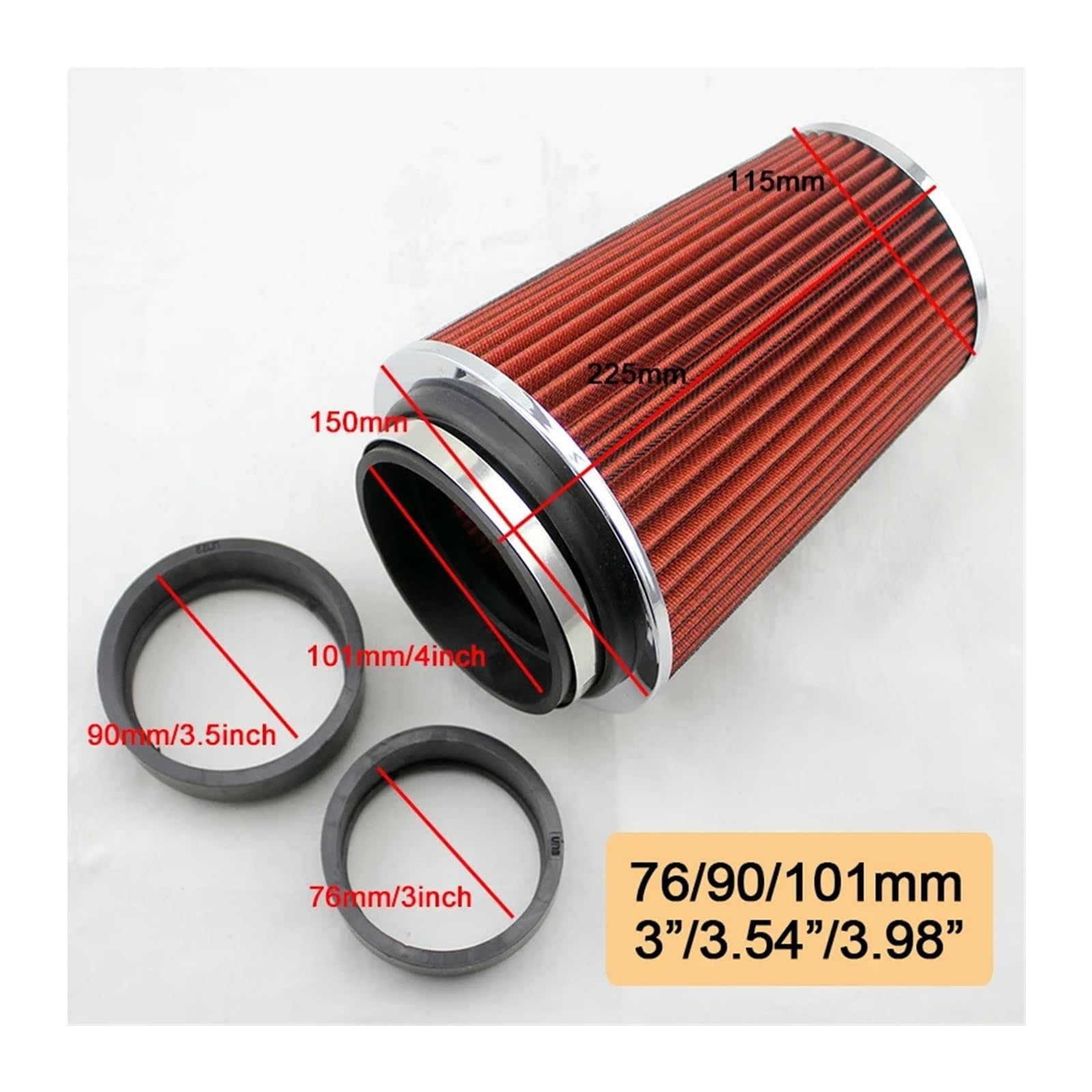 Haogui 3 Zoll 76 mm Kalt-/Ansaug-Clamp-On-Sportfilter